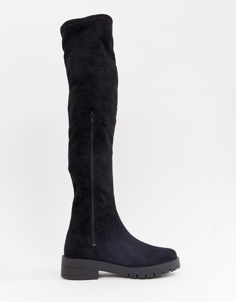 Office Knuckles Flat Over The Knee Boot-black