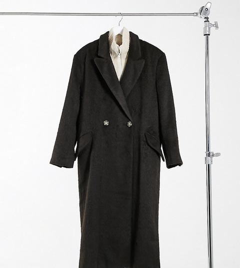 Asos Design Tall Brushed Dad Maxi Coat In Brown