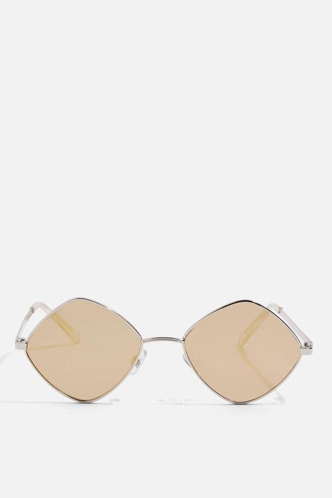 Mirror Lens Metal Diamond Sunglasses