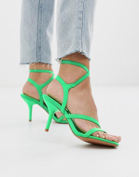 Sandalias De Tacón Medio Con Tiras En Verde Neón Heightened De Asos Design  de ASOS en 21 Buttons