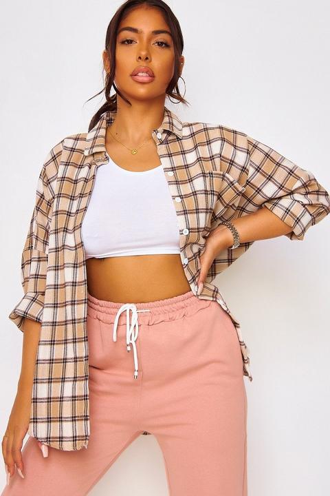 Chemise Beige À Carreaux "rock Roll"