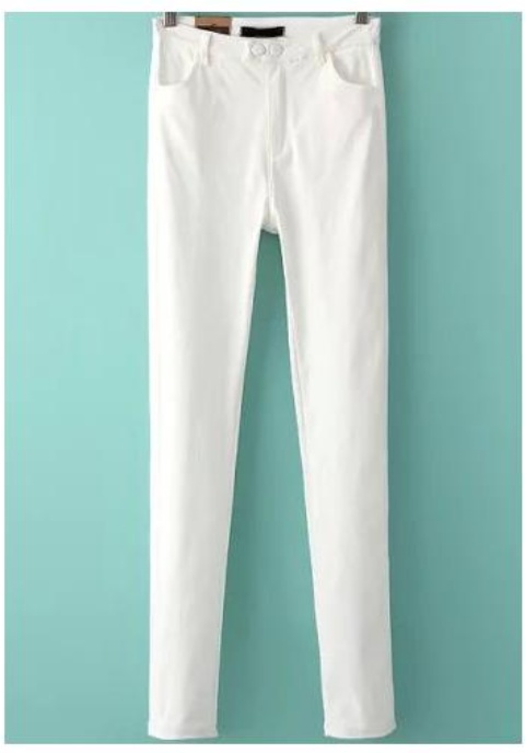 White Buttons Elastic Slim Pant