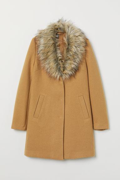 H & M - Cappotto Con Finta Pelliccia - Beige