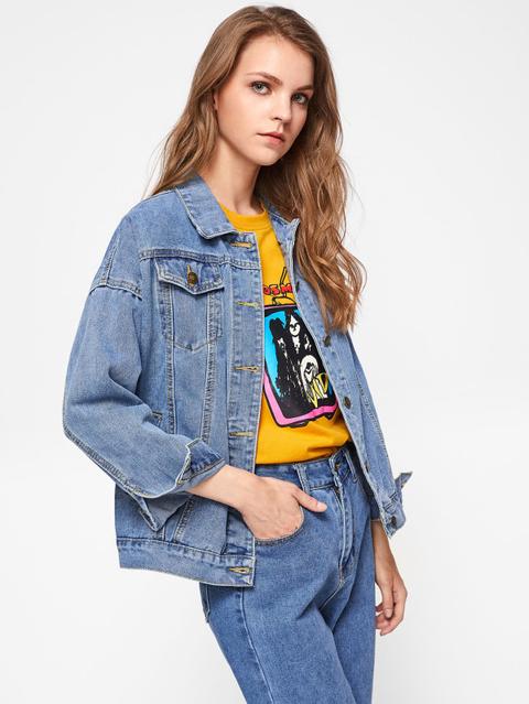 Chaqueta Con Hombro Caído En Denim