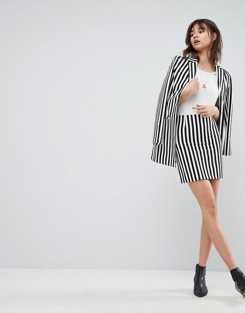 Asos Tailored Mini Skirt In Mono Stripe - Stripe