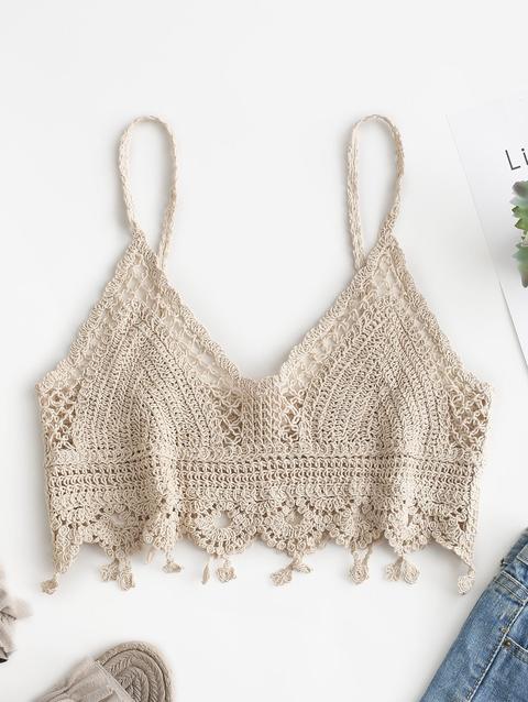 Top Smerlato Con Top In Crochet Smerlato Beige White