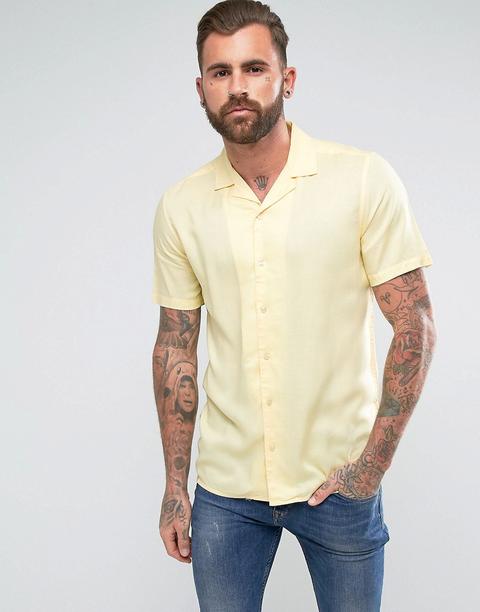 Camisa De Viscosa De Corte Estándar Con Cuello Con Solapas En Amarillo De Asos