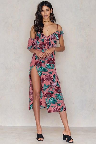 For Love & Lemons Flamenco Maxi Dress - Pink,multicolor