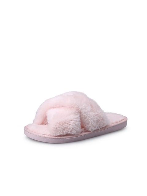 Faux Fur Criss Cross Slippers