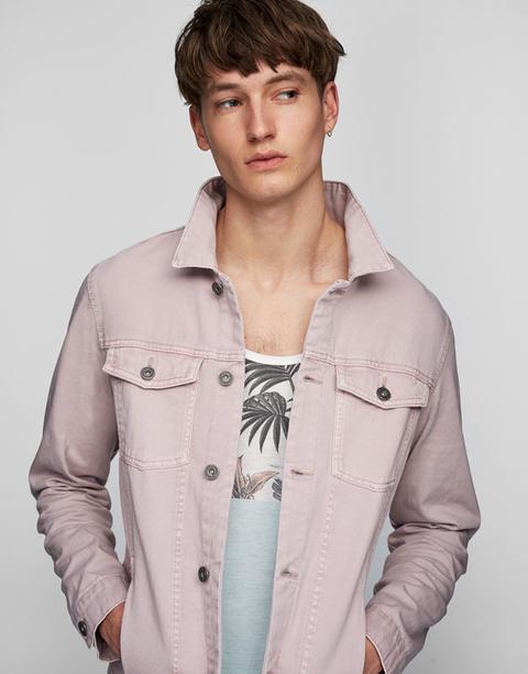 Giubbotto Denim Rosa Print