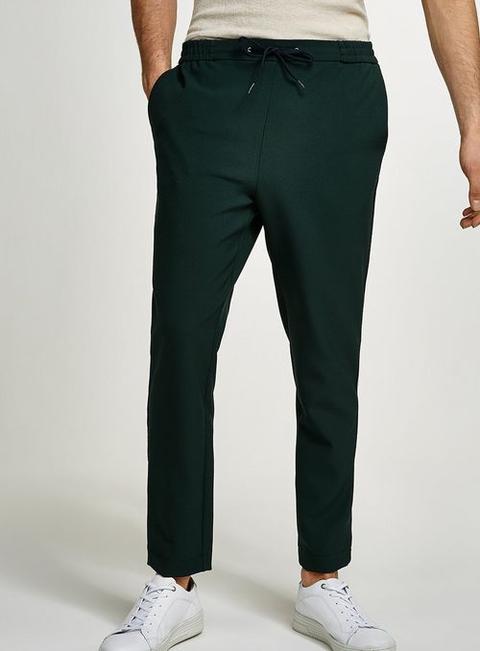 Green Slim Cropped Taping Joggers