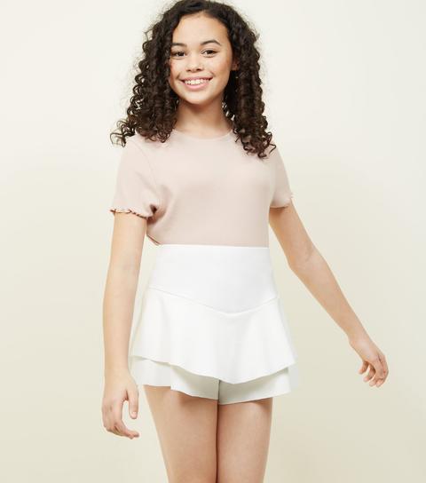 Girls White Frill Skort New Look