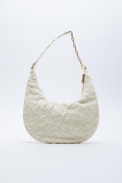 Frayed Fabric Shoulder Bag