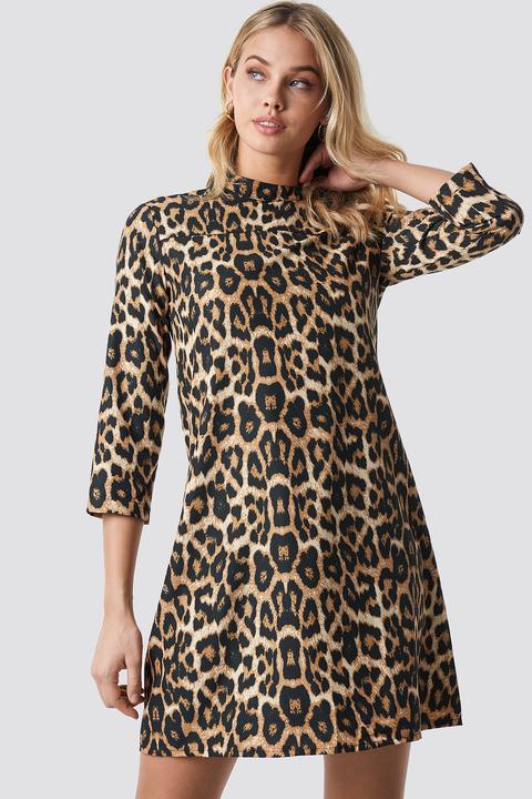 Trendyol Leo Patterned Midi Dress - Brown