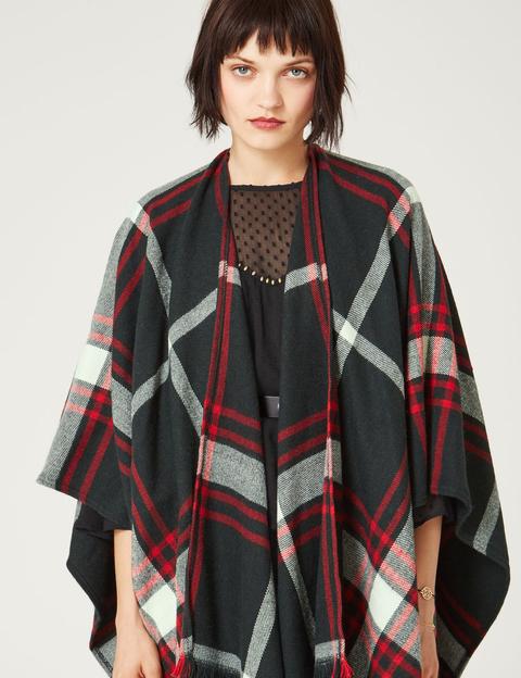 Black, Red And Cream Checked Cape