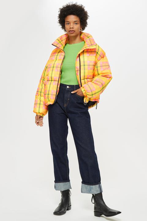 Topshop yellow sale tartan coat