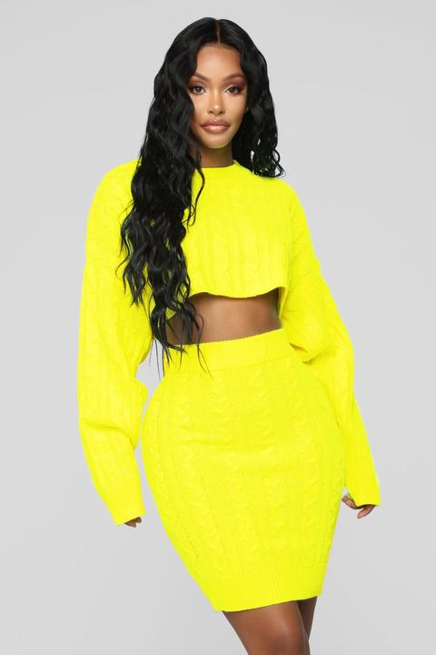 Santee Sweater Set - Neon Yellow