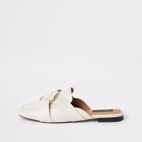 Ecru Ring Backless Loafers