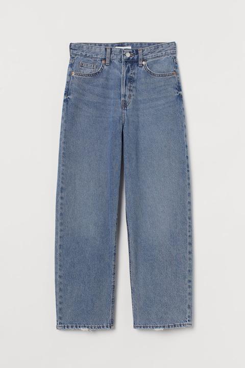 Straight High Ankle Jeans - Azul