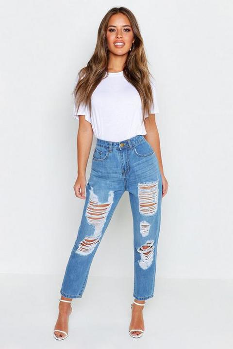 Petite Extreme Rip Boyfriend Jeans