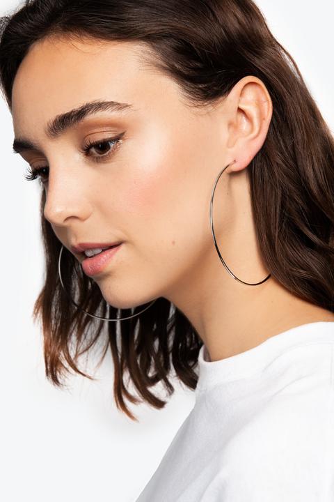 Womens **silver Large Hoop Earrings - Silver, Silver