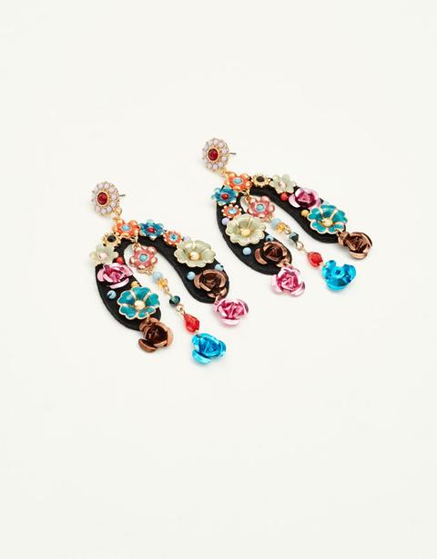 Pendientes Herradura Y Flores