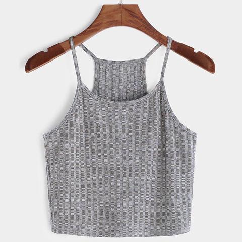 Top De Punto De Canalé Racer Back - Gris