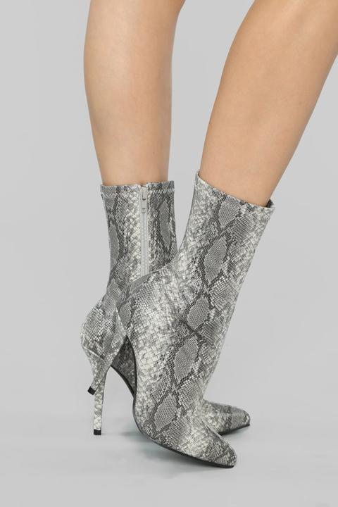 No Snakes Allowed Heel Bootie - Snake