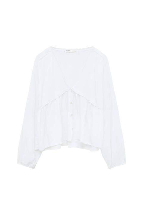 Blusa Escote Pico Cintas