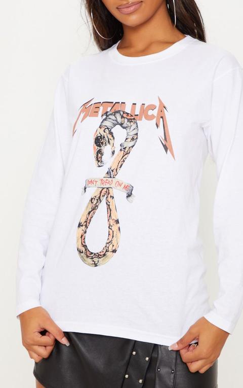 White Metallica Long Sleeve Top