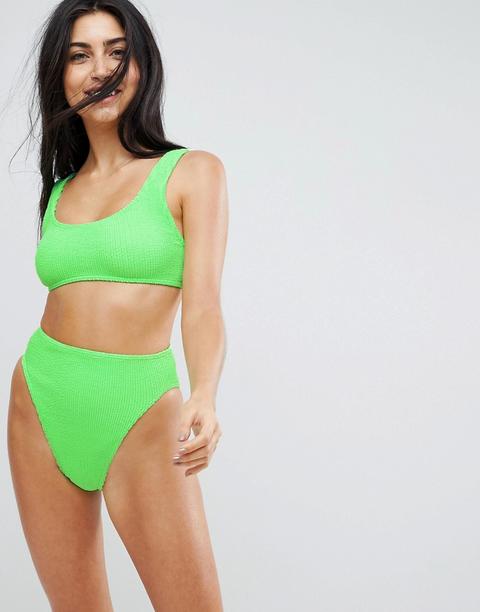 Top De Bikini Corto De Efecto Arrugado Mix And Match De Asos