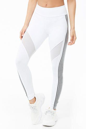 Forever 21 Active Striped-trim Leggings , White/multi