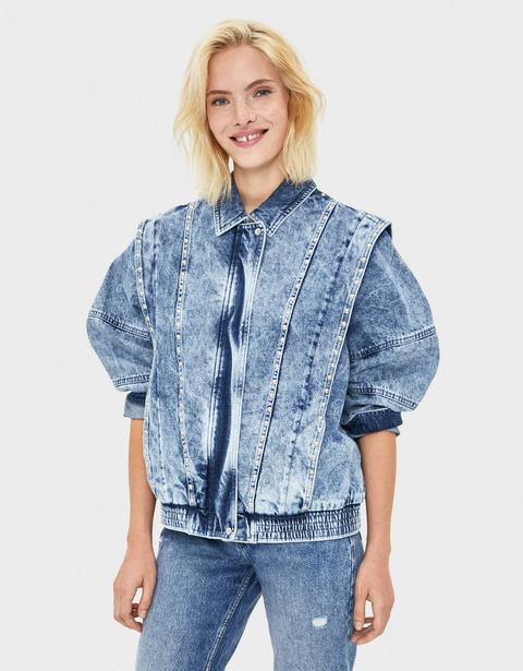 Giubbotto In Denim Con Perline