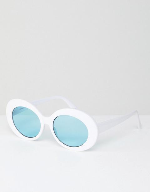 Gafas De Sol Ovaladas En Blanco Con Lentes En Color Agua Fashion De Asos Design