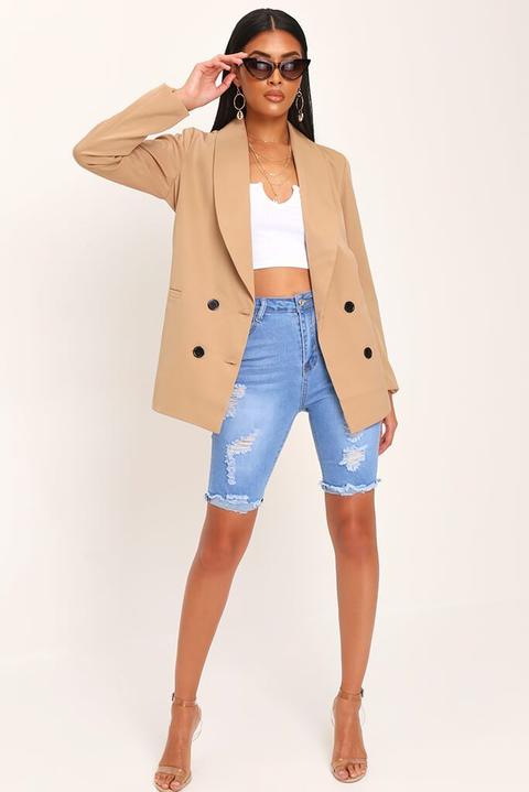 Camel Oversized Fitted Blazer