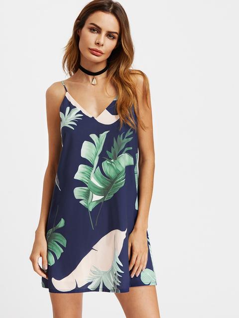 Vestido De Tirantes Con Estampado Tropical