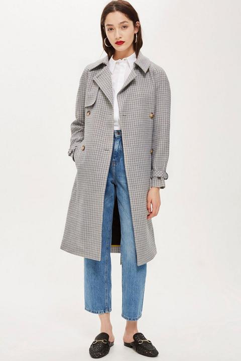 Belted Check Trench Coat