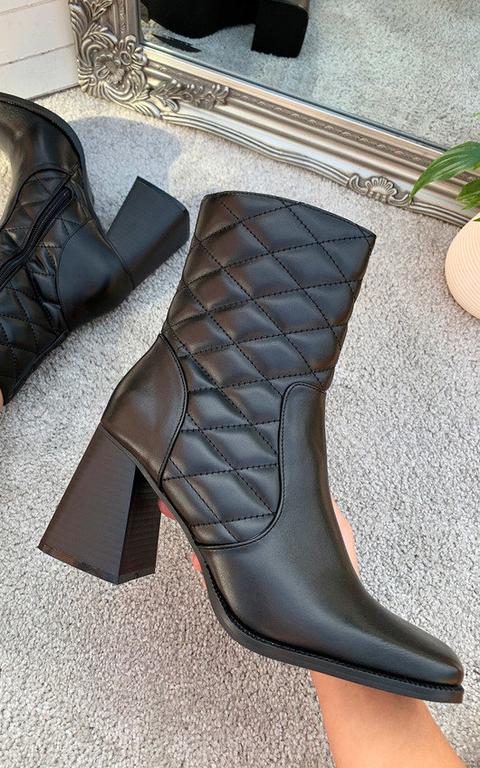 Marley Heeled Ankle Boots In Black Pu