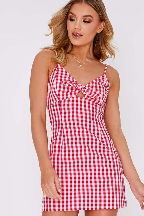 Bexlie Red Gingham Tie Front Mini Dress ...