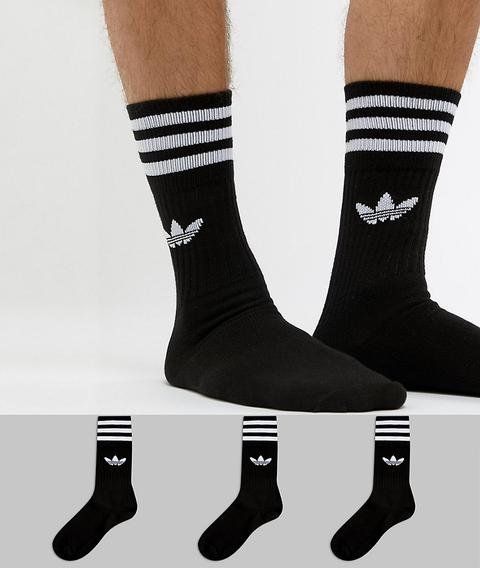 Adidas Originals Solid Crew 3 Pack Socks In Black S21490 from ASOS on 21  Buttons