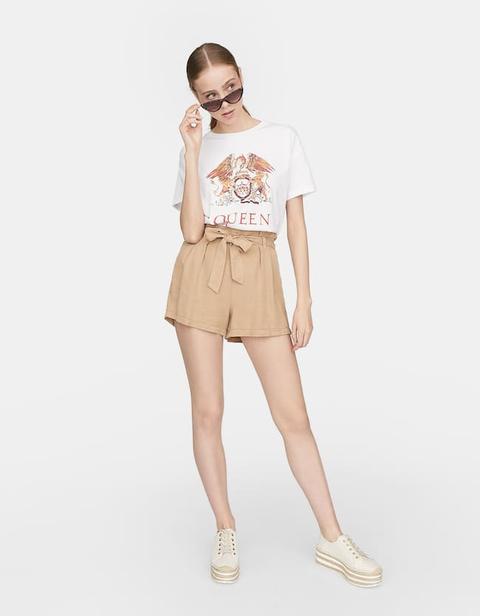 Shorts Con Fiocco Beige