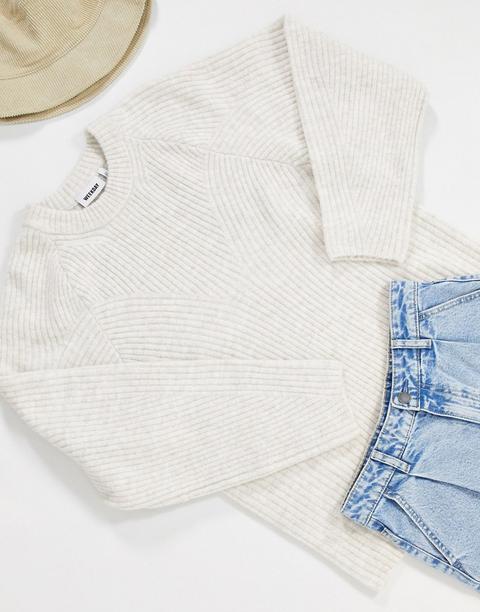 Weekday Mona Rib Detail Jumper In Off-white Marl