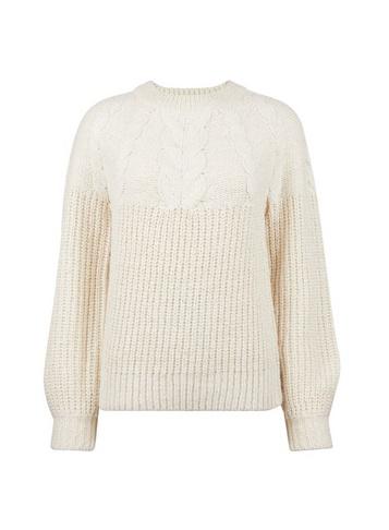 Womens Cream Cable Yoke Jumper, Cream