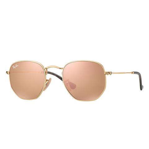 Ray Ban Hexagonal Flat Lenses Uomo Sunglasses Lenti: Rosa, Montatura: Oro - Rb3548n 001/z2 54-21