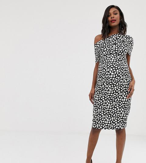 asos design pleated shoulder pencil dress