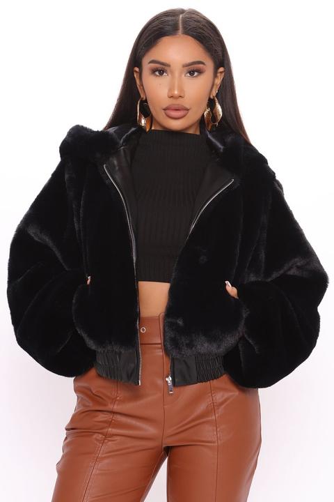 Carina Faux Fur Jacket - Black