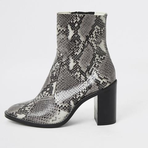 grey snake print boots