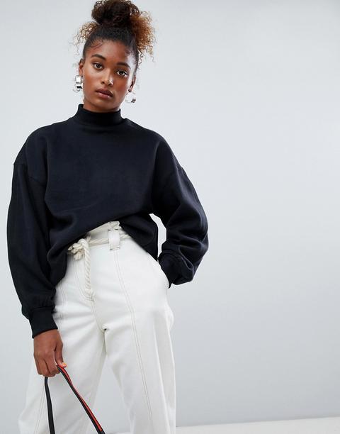 Bershka High Neck Oversized Sweater In Black - Black