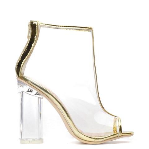 Tyra - Gold Perspex Ankle Boots