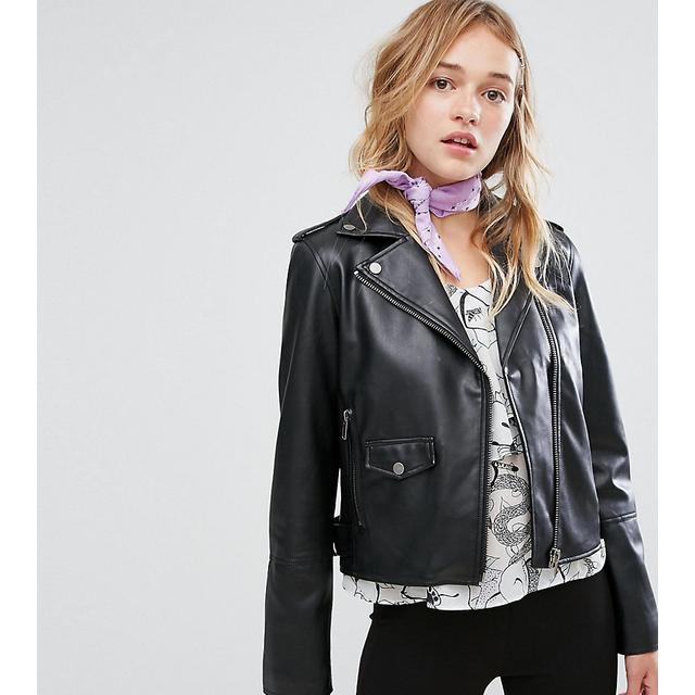 monki oversized leather jacket